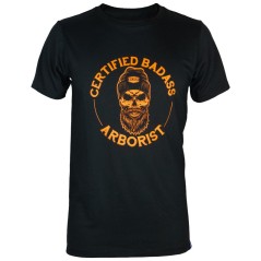 BADASS ARBORIST Schwarz-orangefarbenes T-Shirt