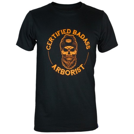 BADASS ARBORIST Schwarz-orangefarbenes T-Shirt